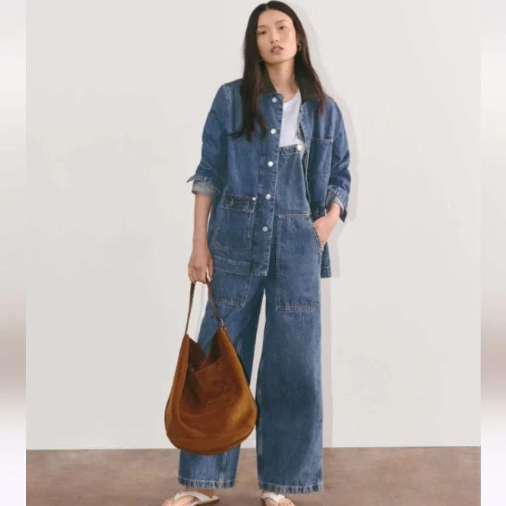 Everlane The Gardener Overalls in Blue Denim Size XL - Picture 2 of 6